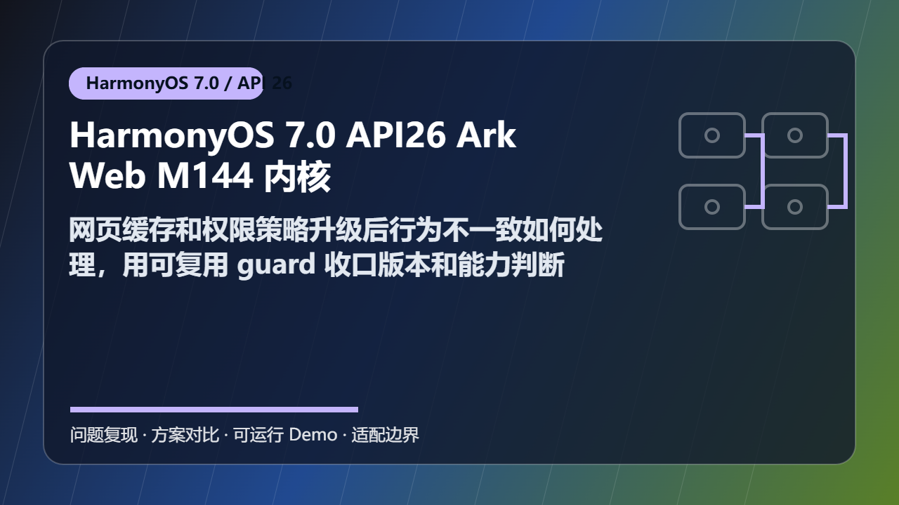 HarmonyOS 7.0 API26 ArkWeb M144 内核适配 日志定位：网页缓存和权限策略升级后行为不一致如何处理，用可复用 guard 收口版本和能力判断