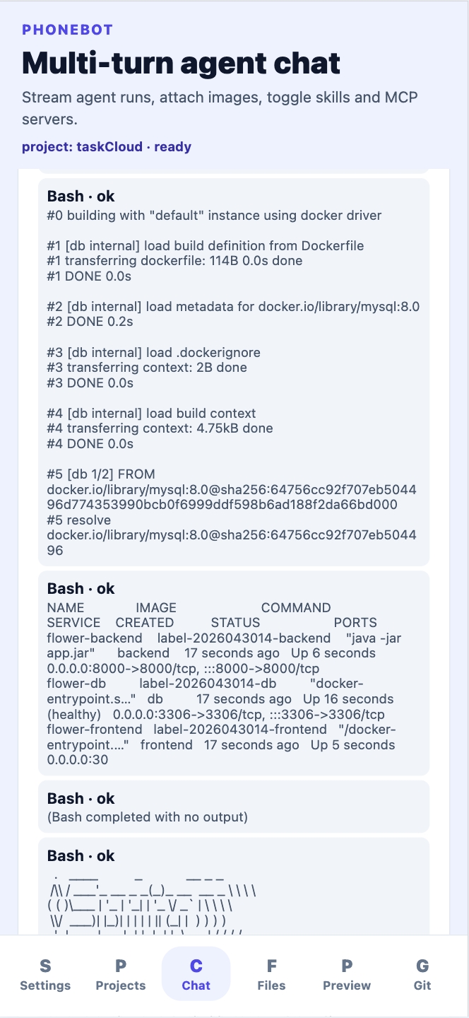 Project execution results: coding, readme, files, preview