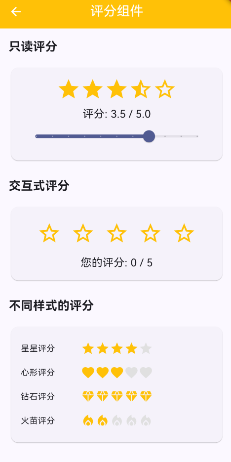 Rating component preview