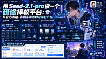 用Seed-2.1-pro做一个研途择校平台:从官方表格、多模态读图到可运行产品封面图