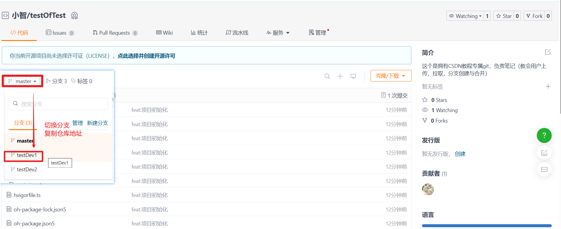 一文读懂Gitee 拉取、上传、分支创建、合并_gitee创建分支