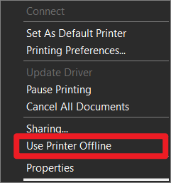 UsePrinterOffline