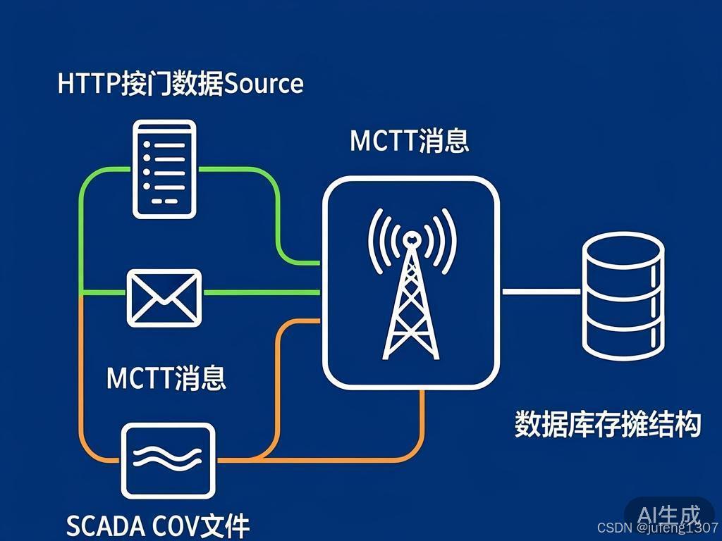 氛围：三源汇聚到 collector 服务的拓扑示意图，数据流清晰