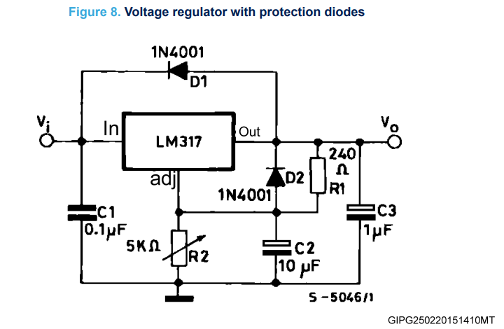 Figure 8. Voltage regulator with protection diodes