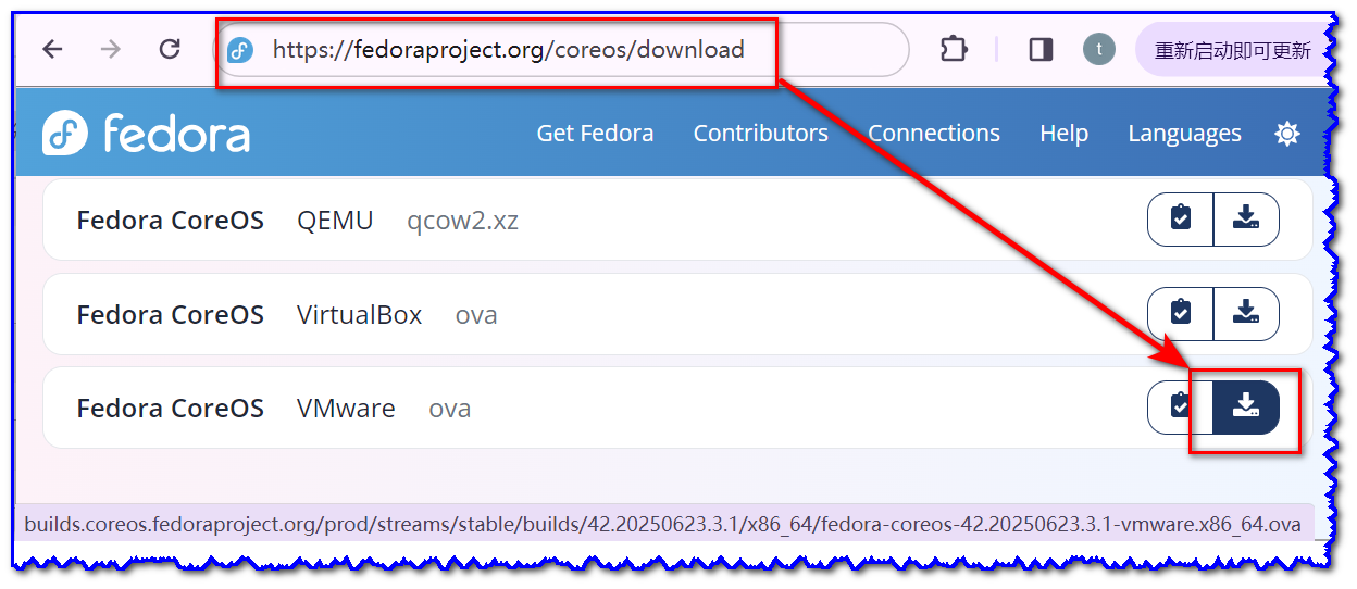 下载CoreOS的ova文件