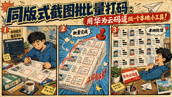 同版式截图批量打码:用华为云码道做一个本地小工具!封面图