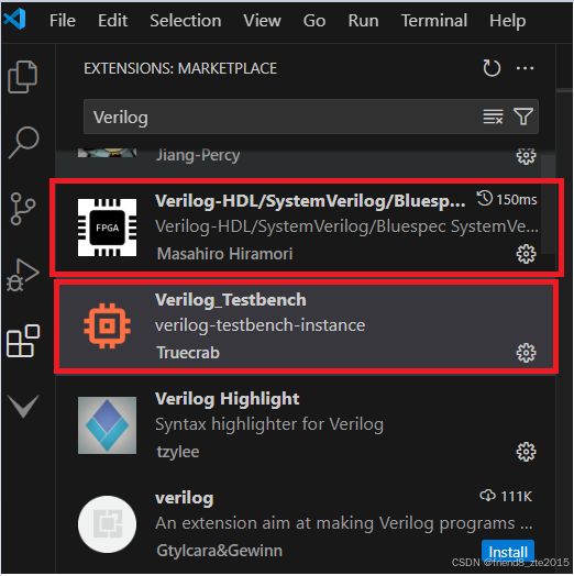 图2：Verilog-HDL/SystemVerilog/Bluespec SystemVerilog插件安装图