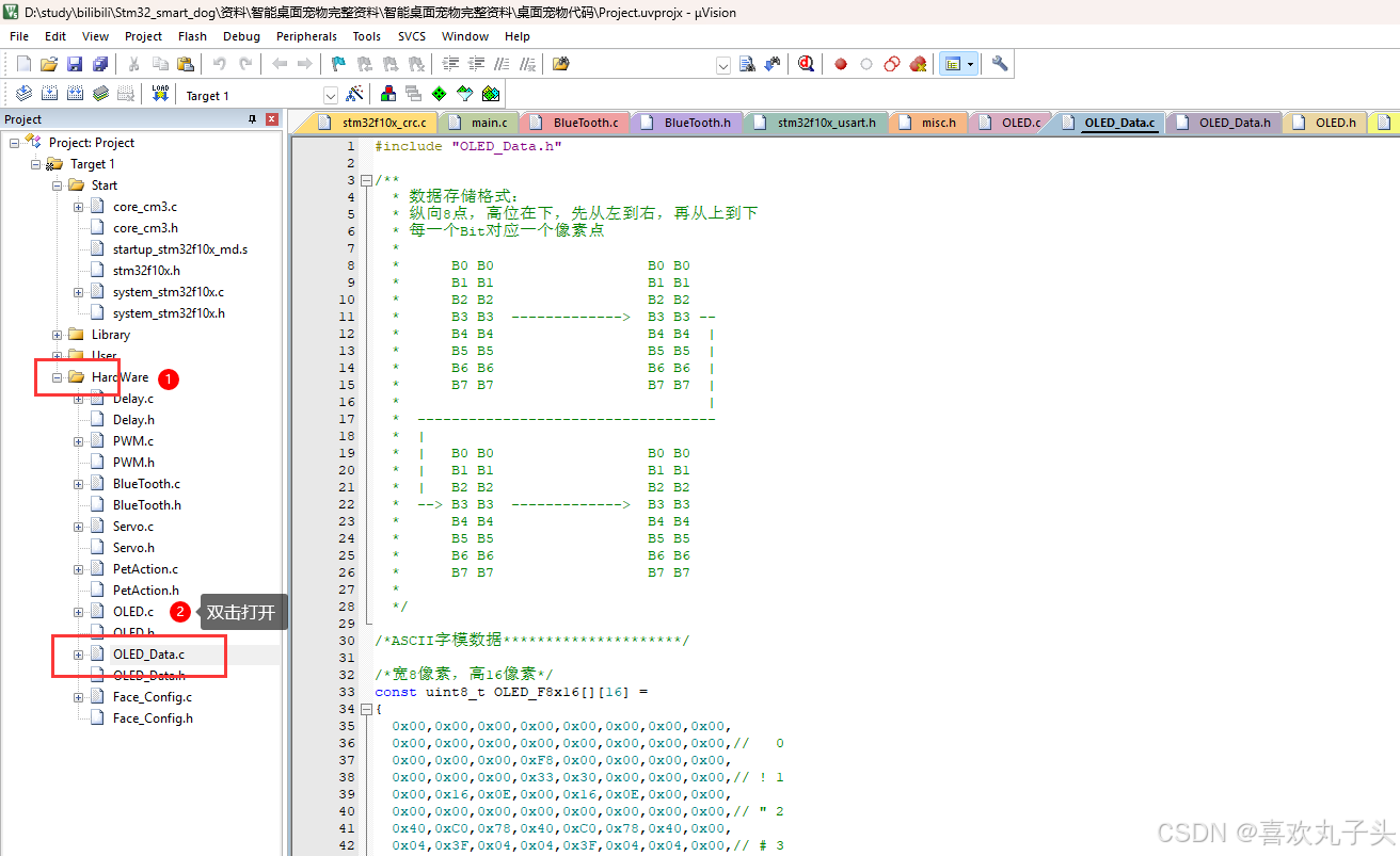 Sngels_wyh大佬的STM32智能桌面宠物修改表情教程_oled表情