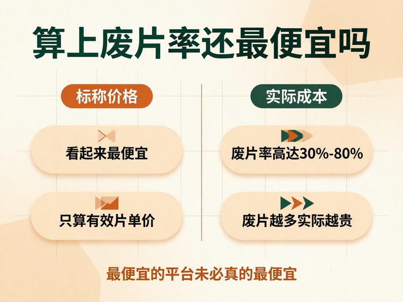 标称最便宜的平台算上废片率后未必仍最便宜，废片率落在什么区间取决于角色一致性要求和镜头复杂度。