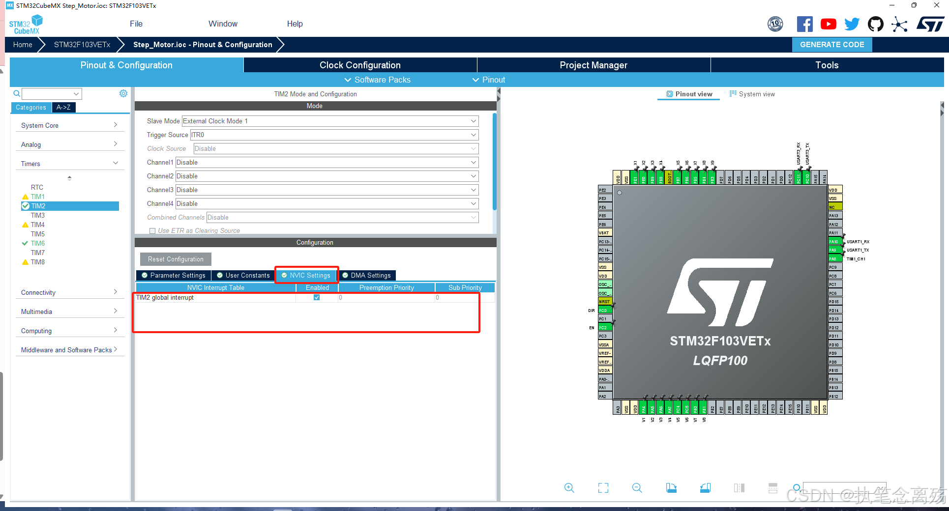 基于STM32CubeMX配置TIM1和TIM2级联精确输出指定个数的PWM波控制步进电机_stm32cubemx tim 级连-CSDN博客