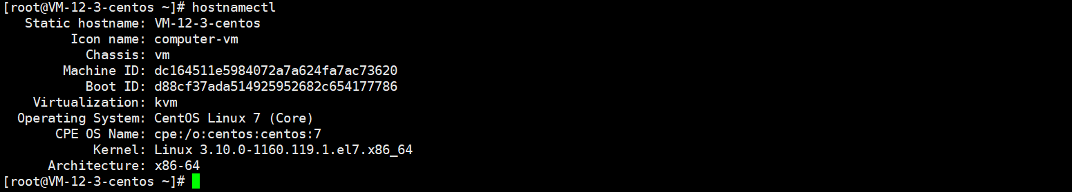 使用 hostnamectl 命令检查 CentOS 版本