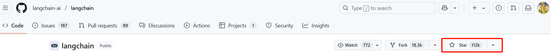 LangChain在Github上的star