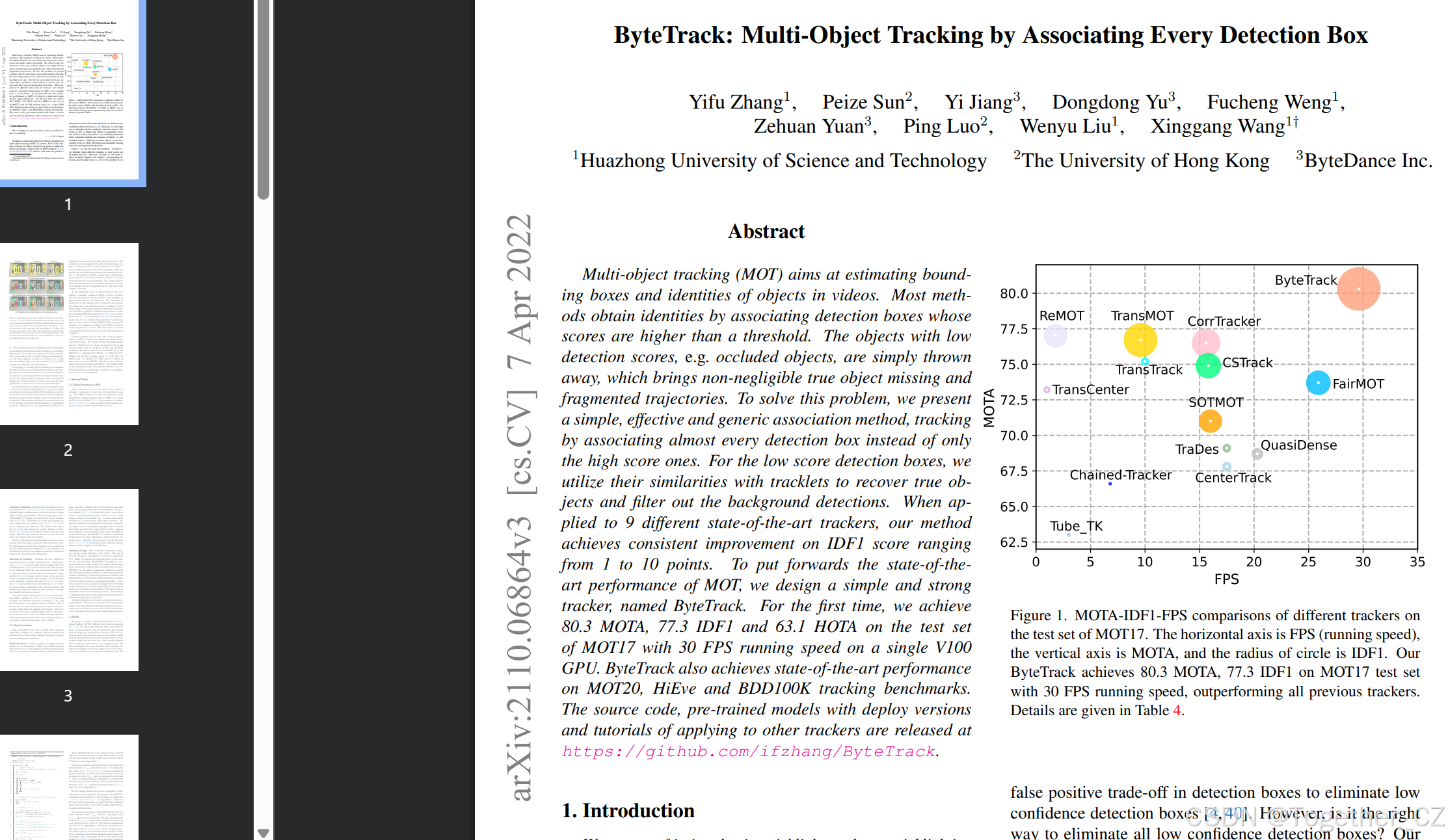 ByteTrack: Multi-Object Tracking by Associating Every Detection Box——通过 ...