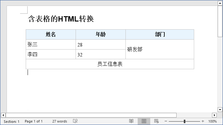 HTML表格转RTF