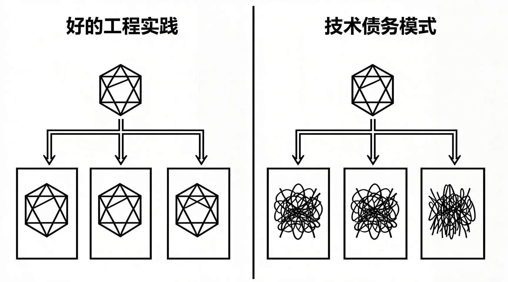 [图2：信号纯度对比图 - 左侧好模式多，AI复制好模式；右侧坏模式多，AI复制坏模式]