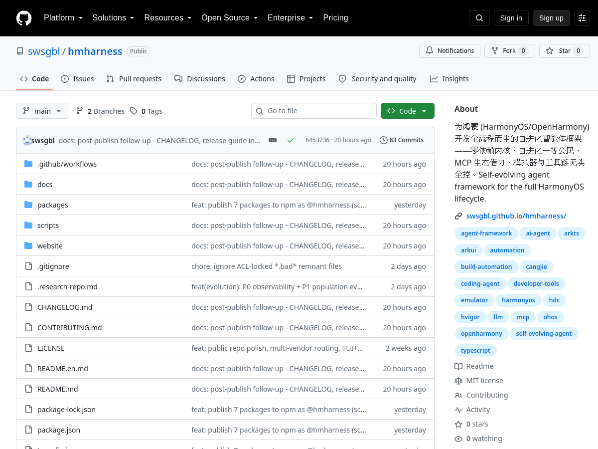 hmharness GitHub 仓库