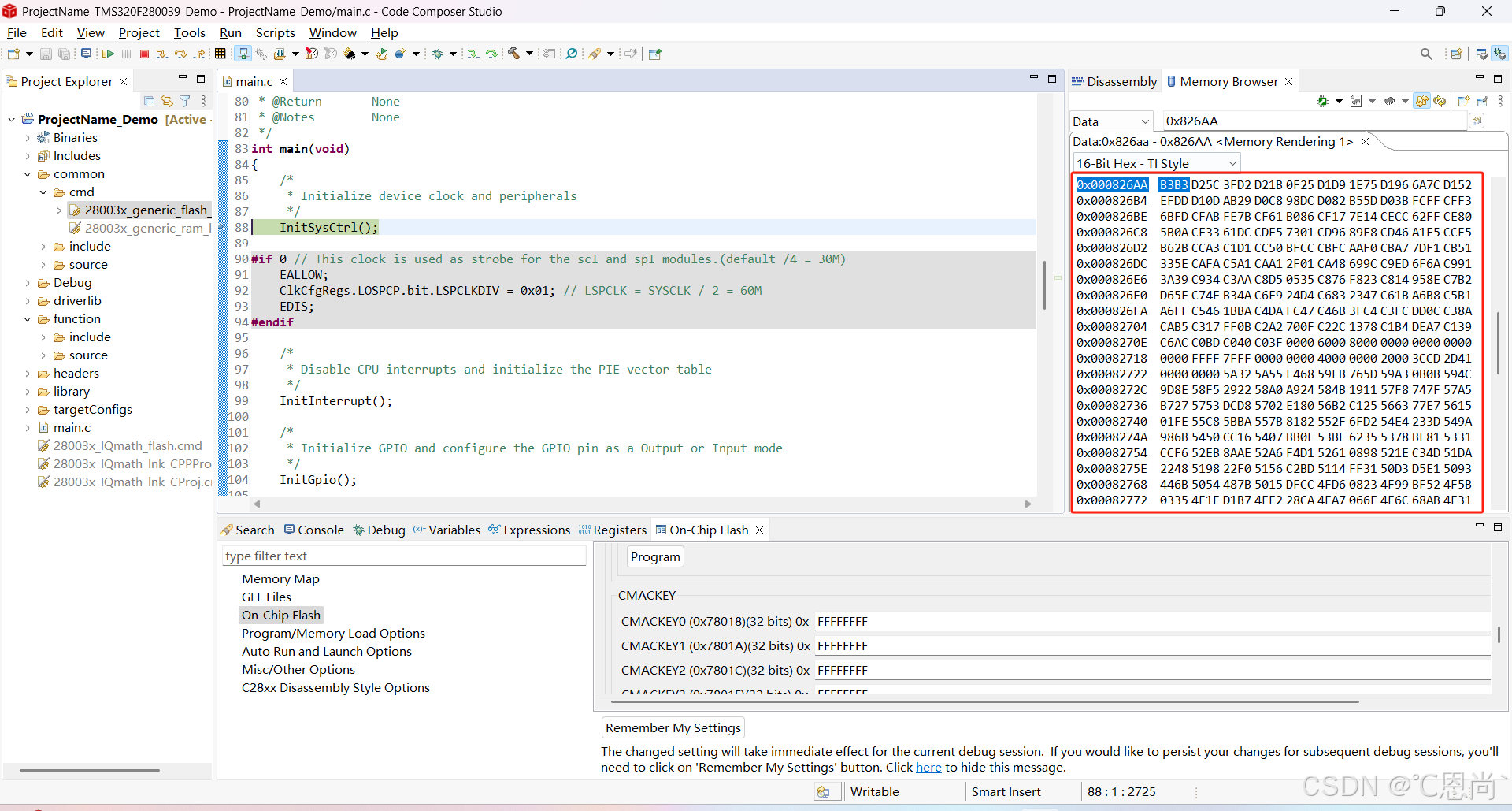 TMS320F28003x芯片CSM未加密状态