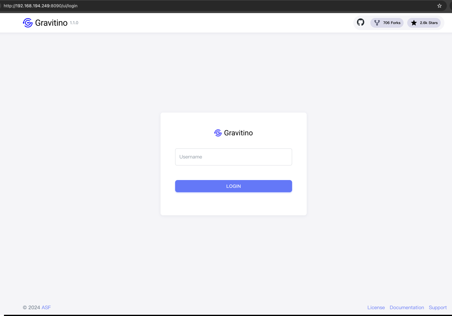 Gravitino 登录页面