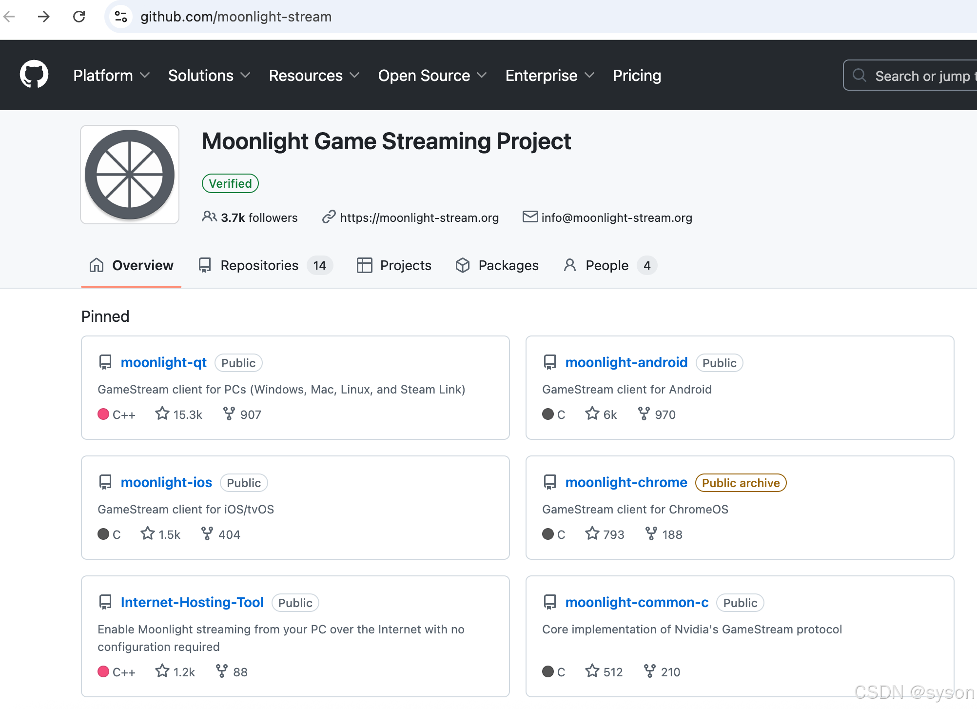 Moonlight的GitHub网站