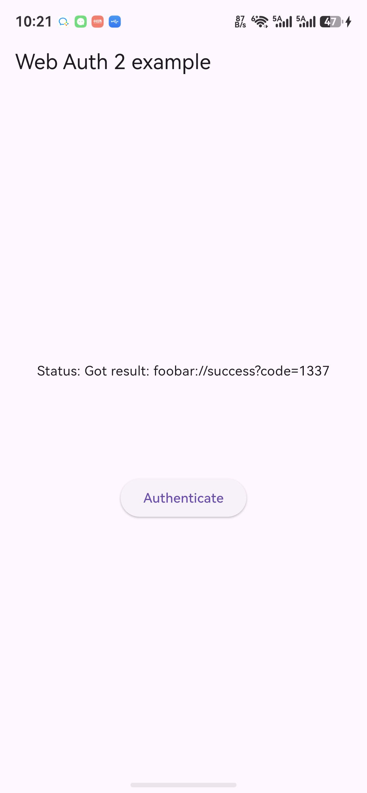 flutter_web_auth_2 鸿蒙真机：认证回调结果