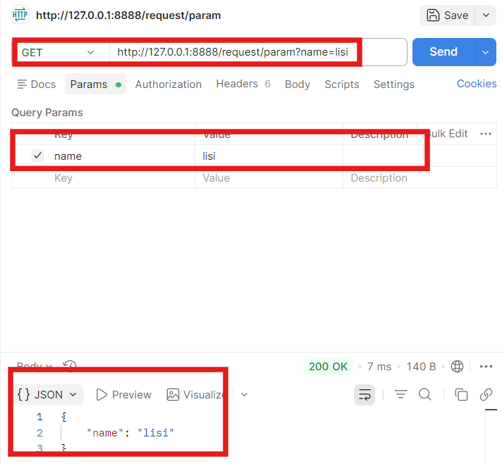 Query parameter parsing result