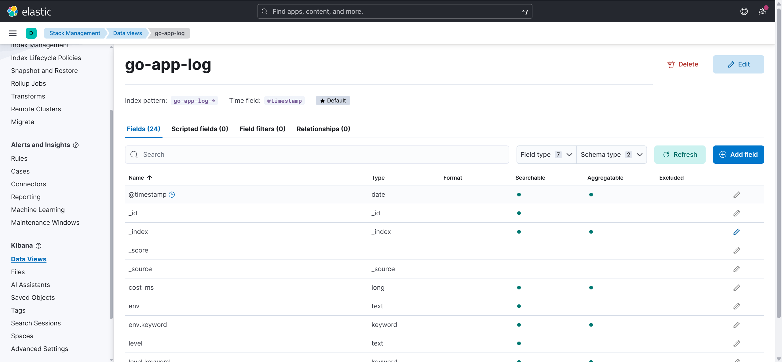 Kibana 创建 Data View 成功截图