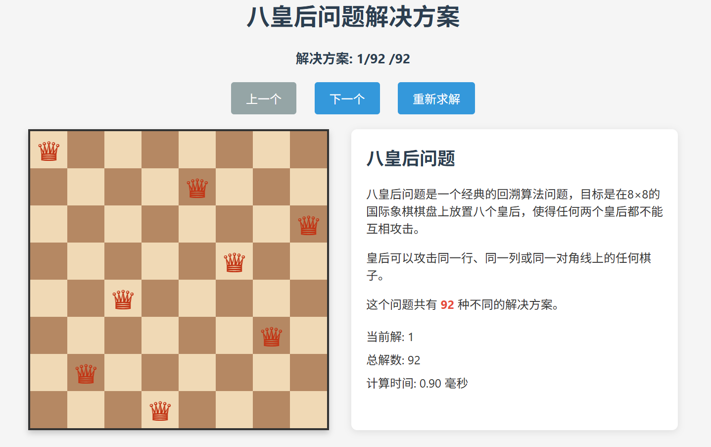 八皇后详解（可视化界面 + debug 步骤分解）_八皇后可视化结果-CSDN博客