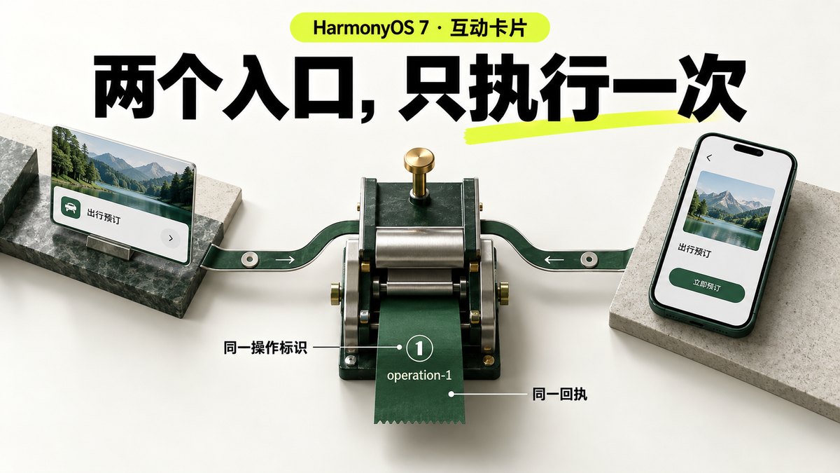 HarmonyOS 7 互动卡片重复提交：两个入口同时点击，服务端怎样识别同一次动作