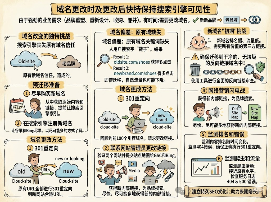 域名更改时及更改后保持搜索引擎可见性