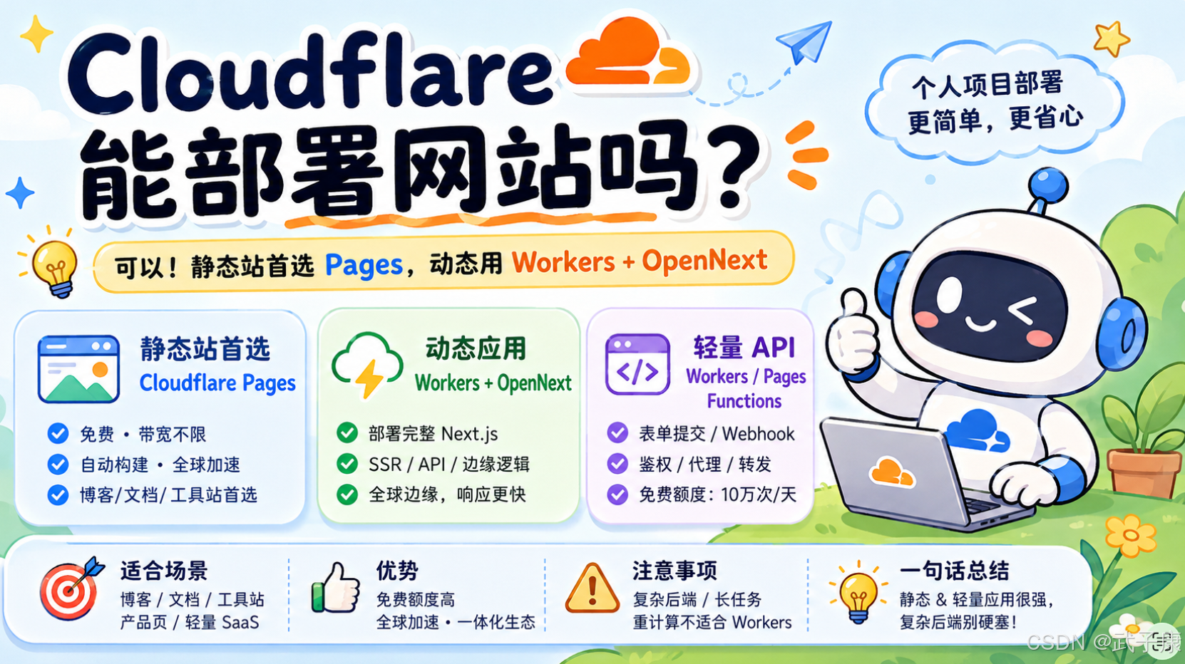 Cloudflare 能部署网站吗？2026 年完整对比 Vercel / Netlify / 自建服务器