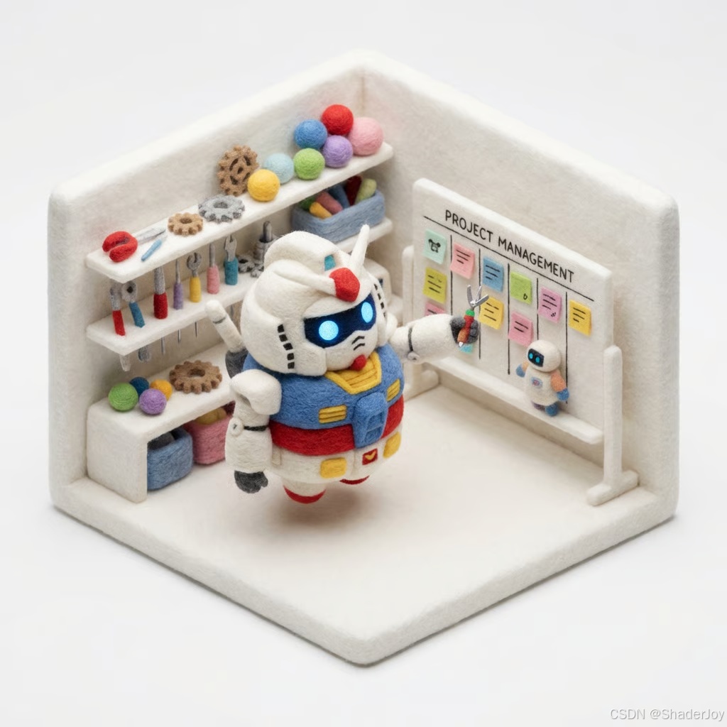 与几个微型辅助机器人一起在白板上排列毛毡便利贴，代表 GitHub 和 Jira