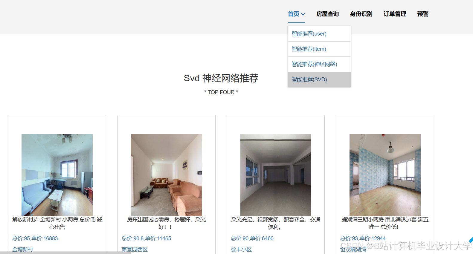 计算机毕业设计hadoop+spark房价预测系统 房源推荐系统 大数据毕业设计(源码+LW文档+PPT+讲解)