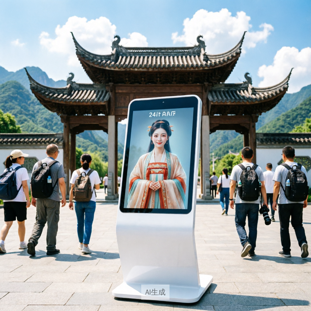 景区入口数字人一体机正在服务游客