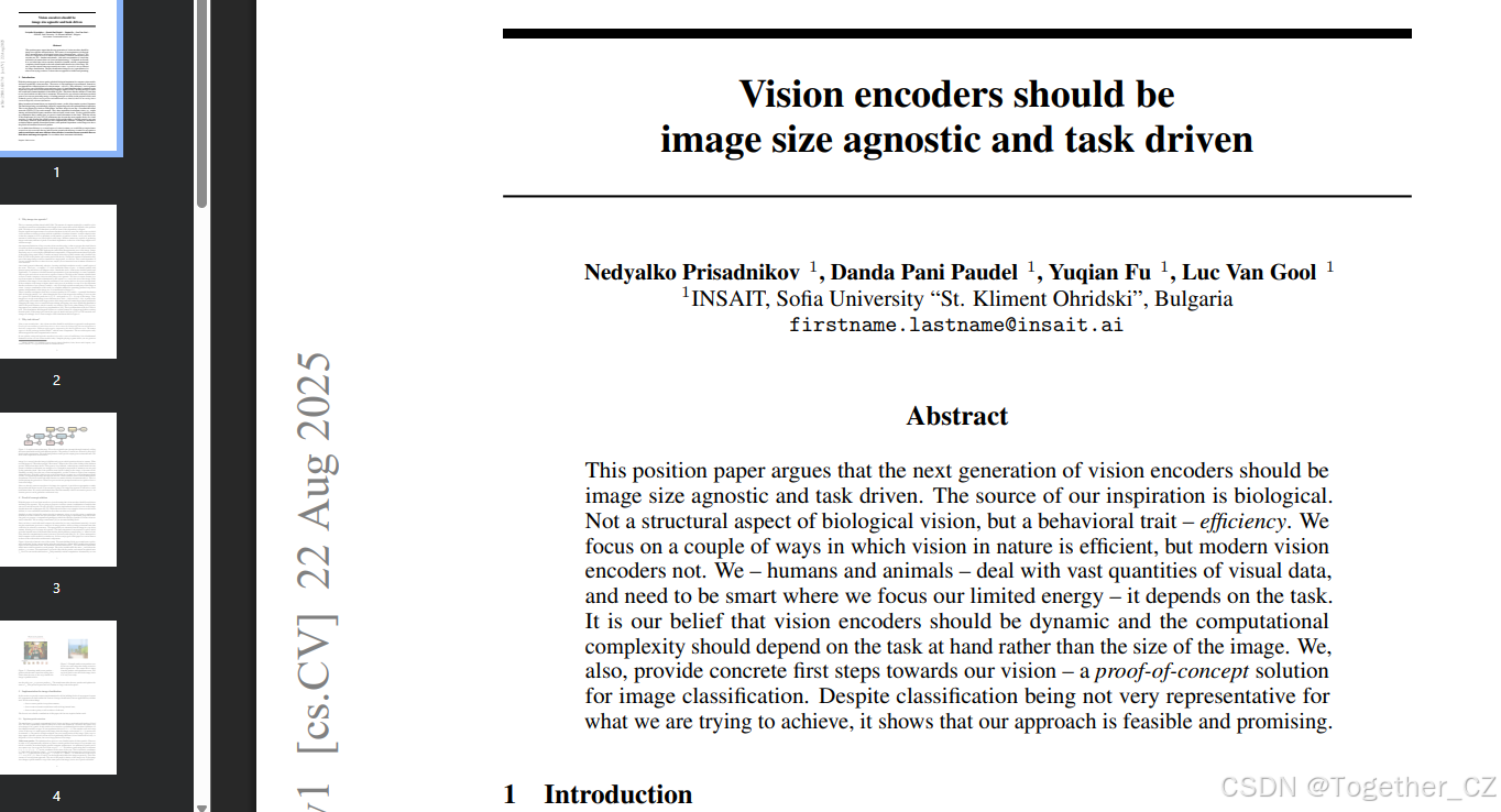 Vision encoders should be image size agnostic and task driven——视觉编码器应与 ...