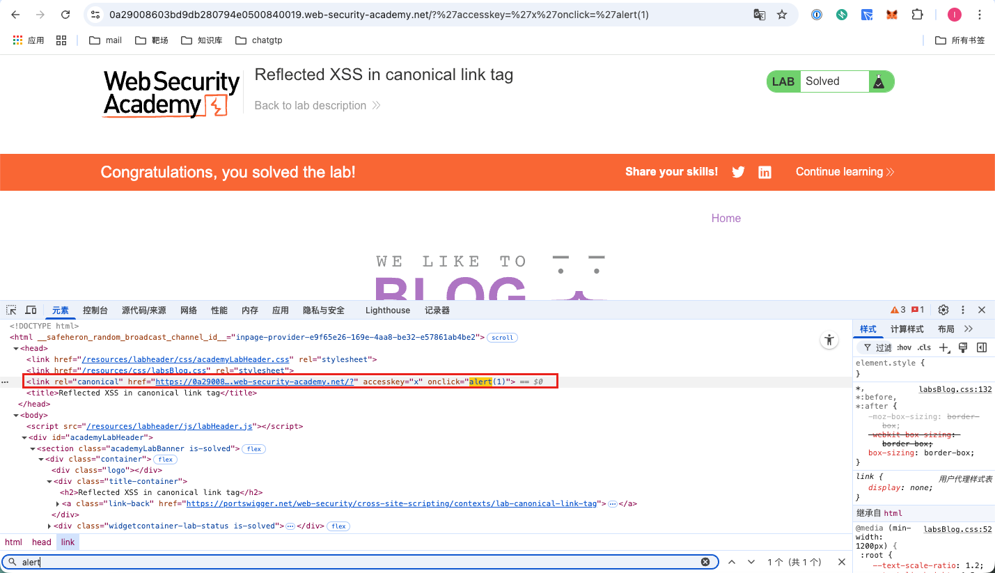 PortSwigger靶场之Reflected XSS in canonical link tag通关秘籍-CSDN博客