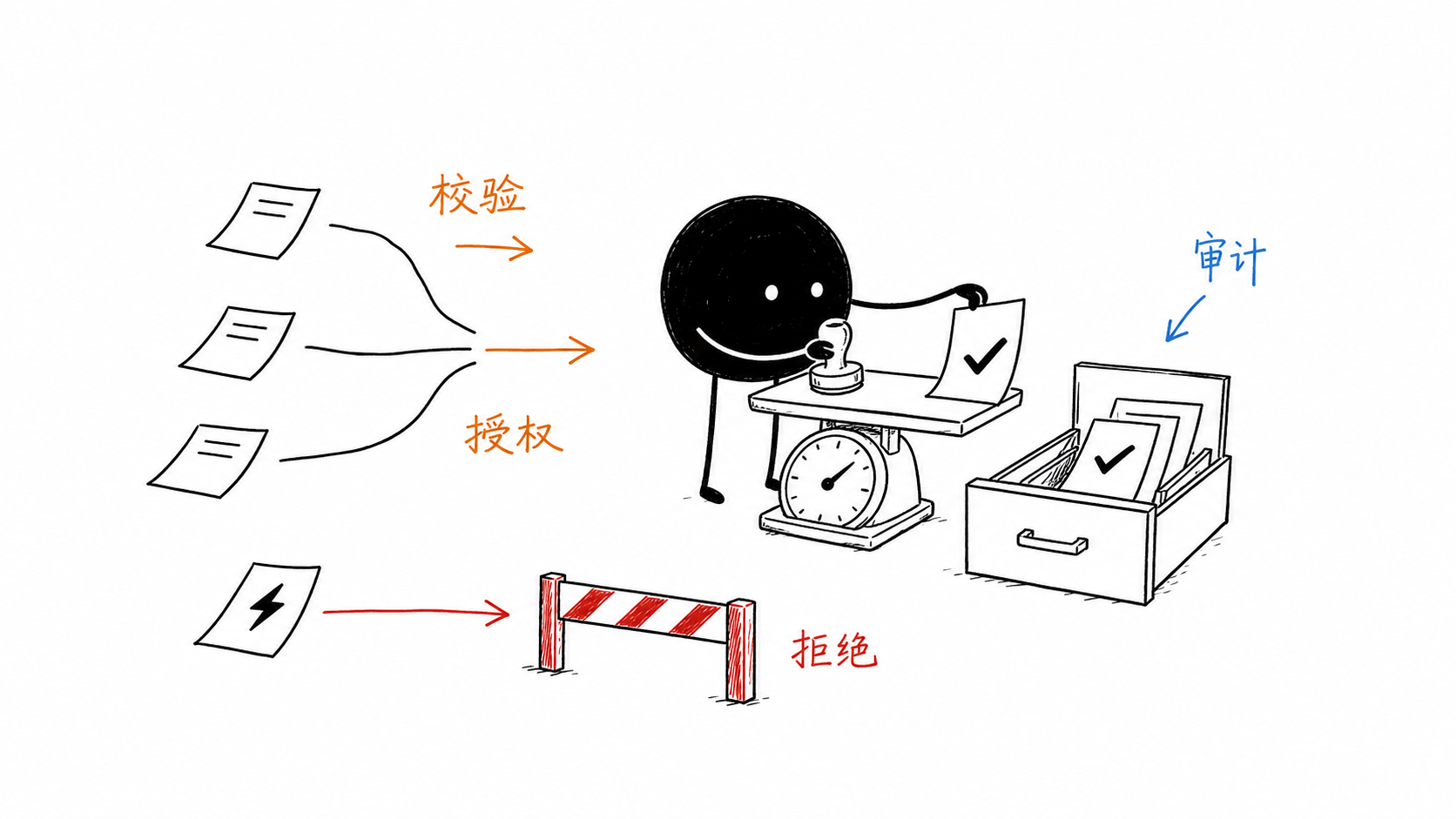 小黑把工具调用逐个称重并盖上审计编号