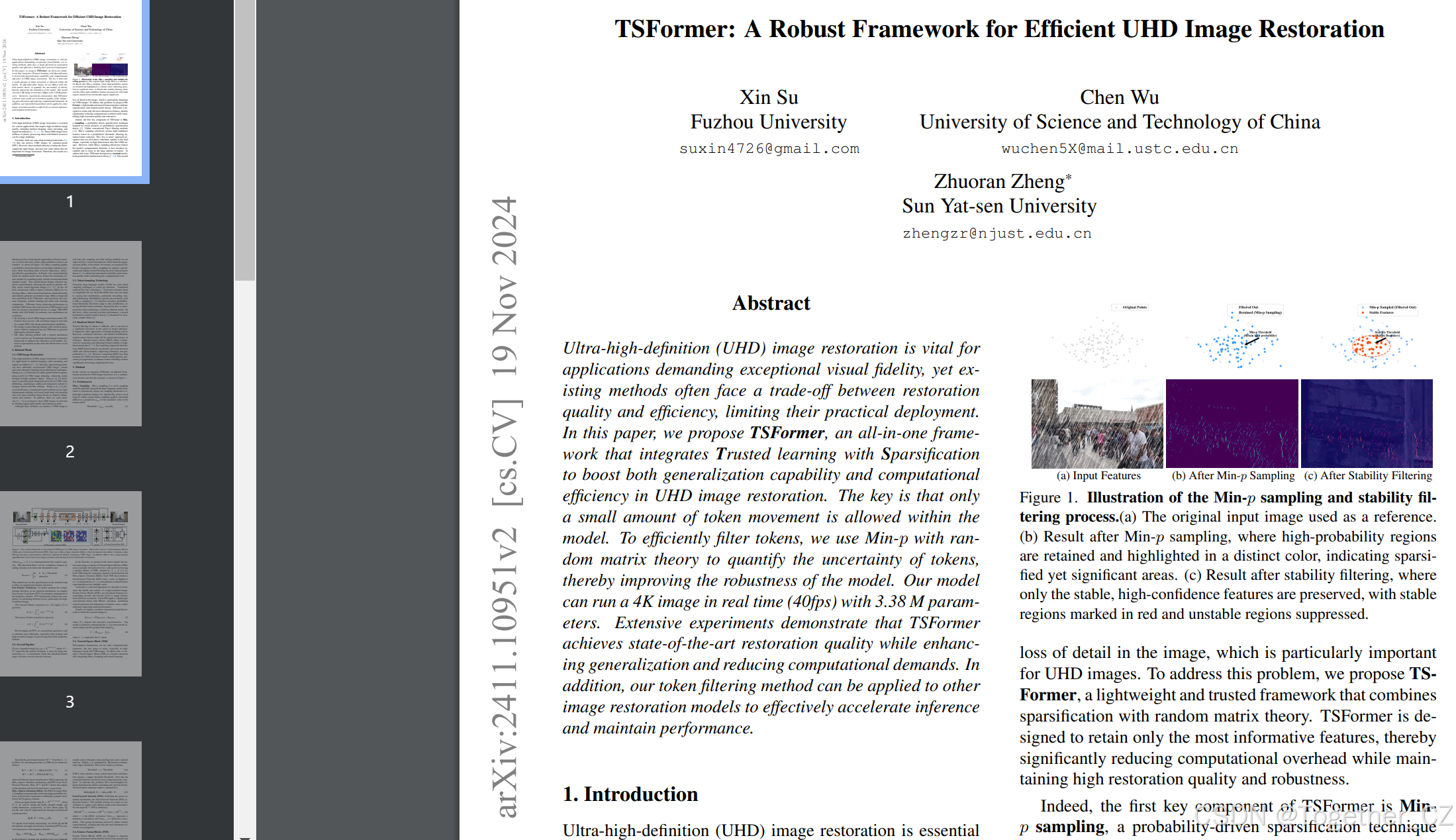 TSFormer: A Robust Framework for Efficient UHD Image Restoration——一种高效的 ...