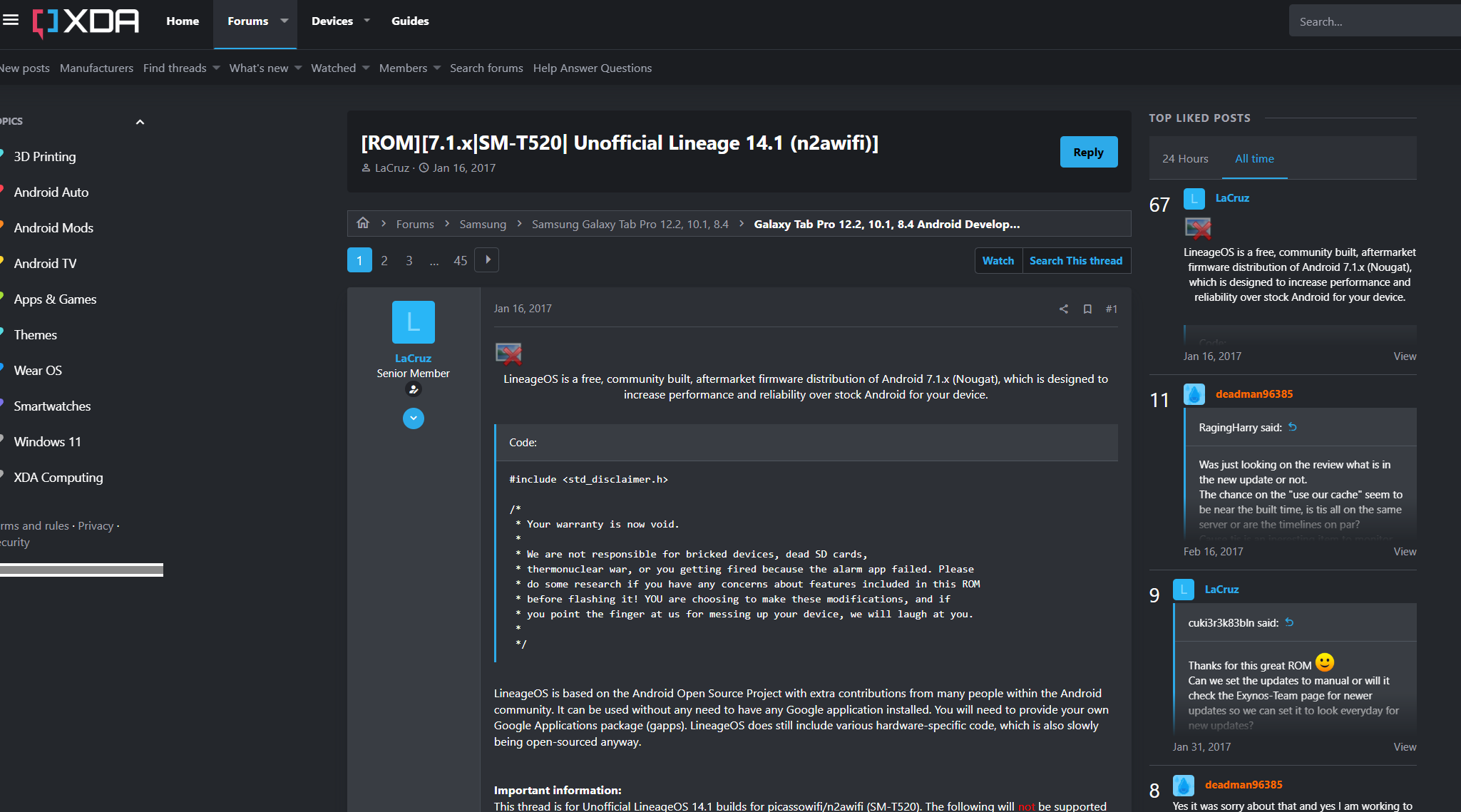 https://xdaforums.com/t/rom-7-1-x-sm-t520-unofficial-lineage-14-1-n2awifi.3538770/