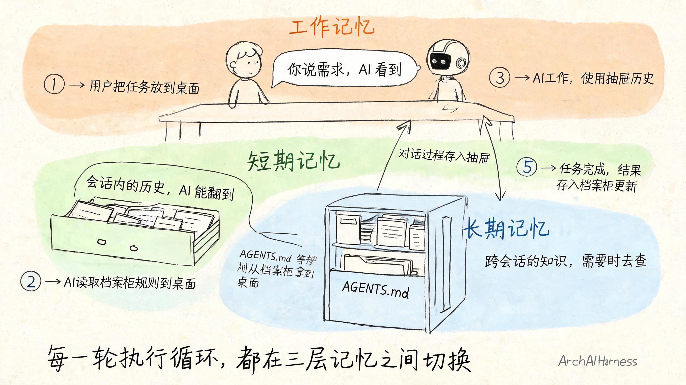 三层记忆如何协作完成一个任务——办公桌全景