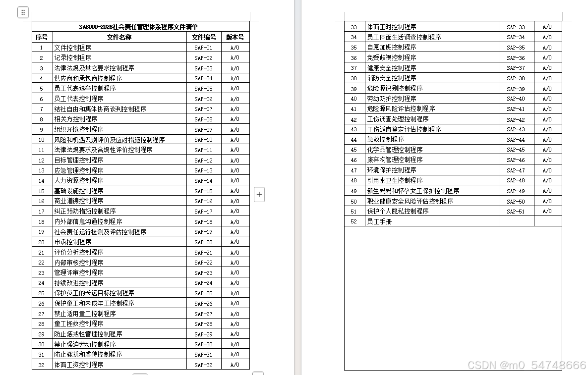 SA8000-2026 新版社会责任管理体系全套模板word-CSDN博客