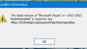 安装TortoiseGit图形化界面失败The latest version of “Microsoft Visual C++ 2015 ...