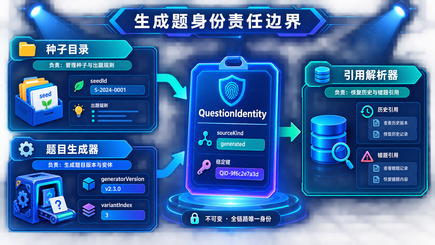 题目快照、来源协议与版本目录的结构关系