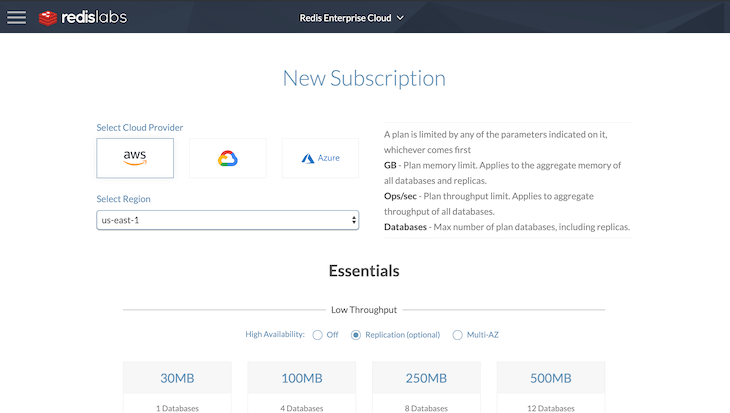 图 1：为免费套餐选项创建新订阅。