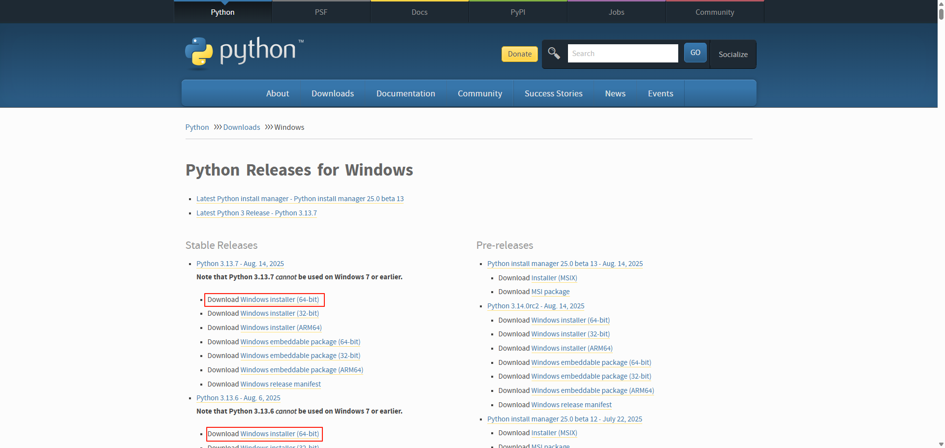 Python >>> Downloads >>> Windows