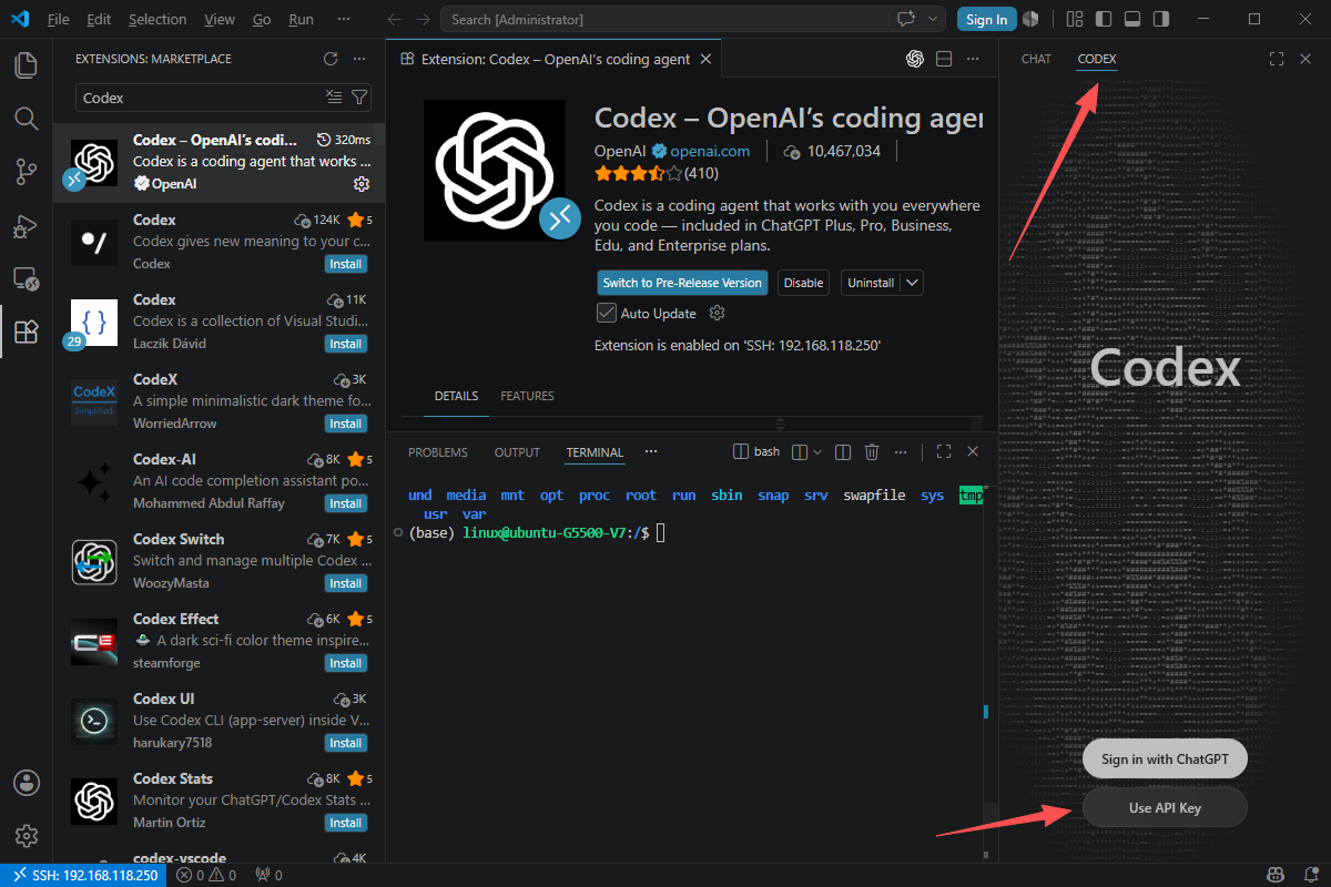 Codex 详细配置界面