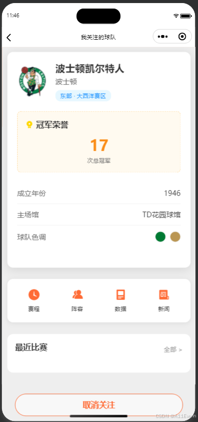 关注的球队