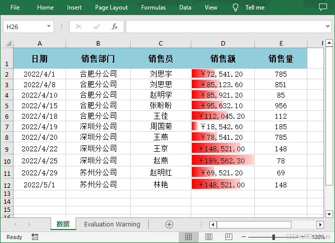 Python 在Excel中添加数据条