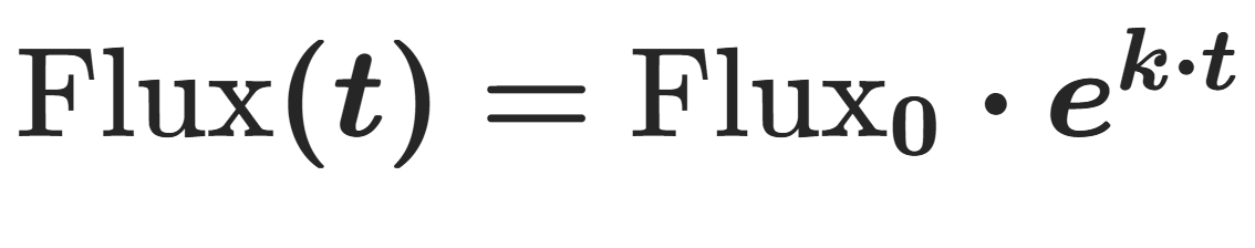 [
\text{Flux}(t) = \text{Flux}_0 \cdot e^{k \cdot t}
]