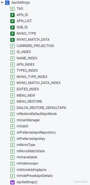 ApnSettings 变量列表