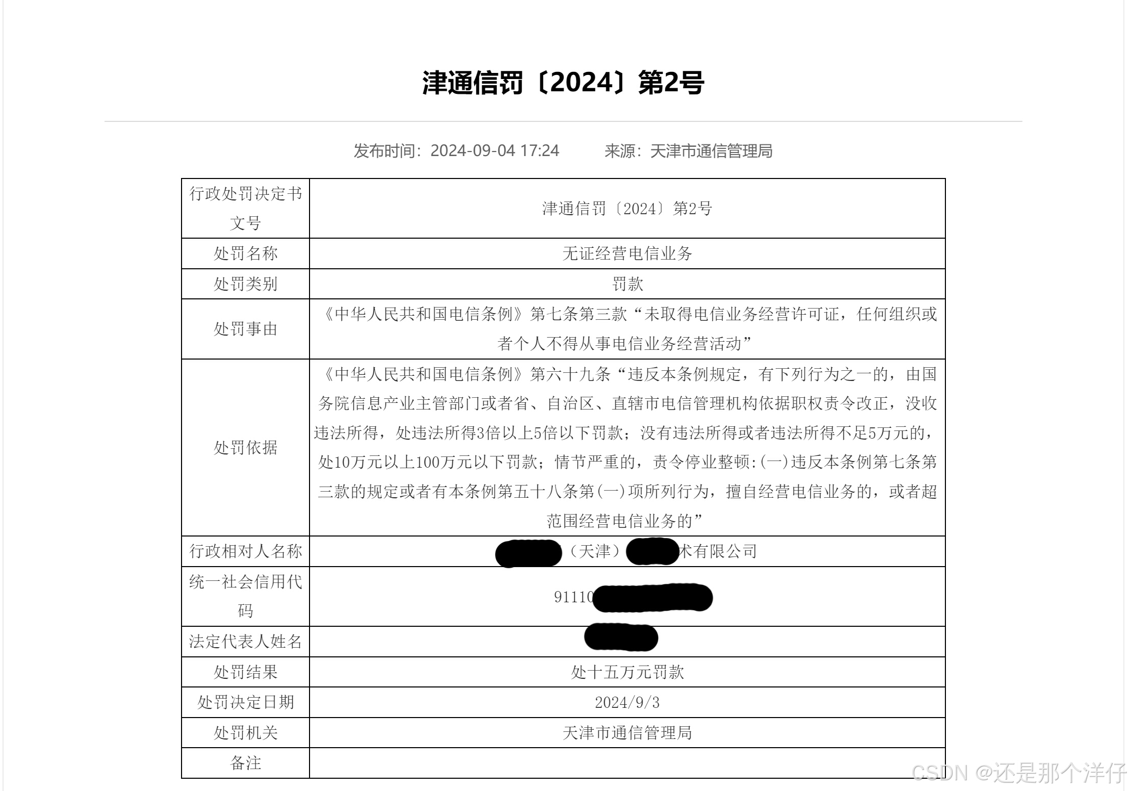 无证经营电信业务被罚款15万元-CSDN博客